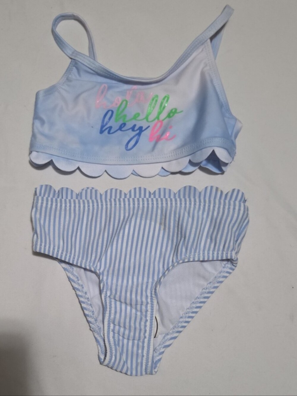 Crown & ivy girls 2T blue hello swimsuit bathing suit #29